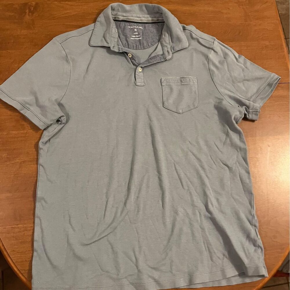tahari mens dusty blue polo shirt size XL